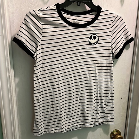 Disney Black and White size medium Striped T-Shirt - Picture 1 of 3